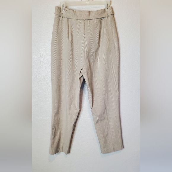💚5/$2/ Maison d' Amélie Plaid Belted Tied Waist Trouser Pants Neutral Size 8 - Picture 5 of 7
